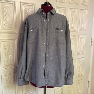 Buffalo Grey Long-Sleeve Button-Up Shirt. Large.
